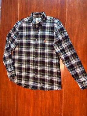 Kiel James Patrick Navy, White & Green Plaid Button-Down Shirt